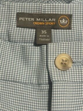 Peter Millar Crown Sport Light Blue Houndstooth Shorts Sz 35